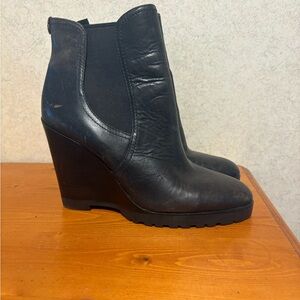 Michael Kors Thea Black Leather Wedge Ankle Boots Size 9m
